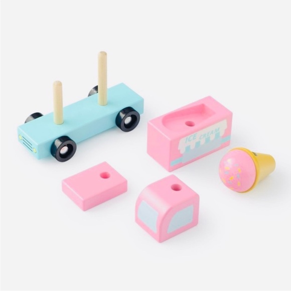Target Bullseye Playground 2024 Kids Wood Stacking Pink Ice Cream Truck Toy - Picture 2 of 2